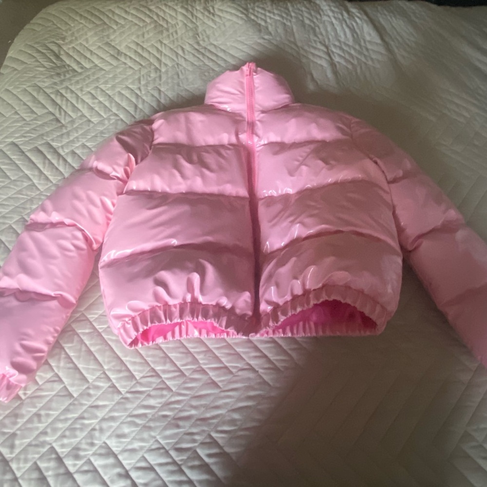 Light Pink Shiny Puffer Jacket